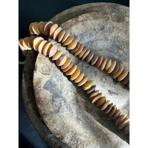 Vintage African Bead Strand Bone Brown